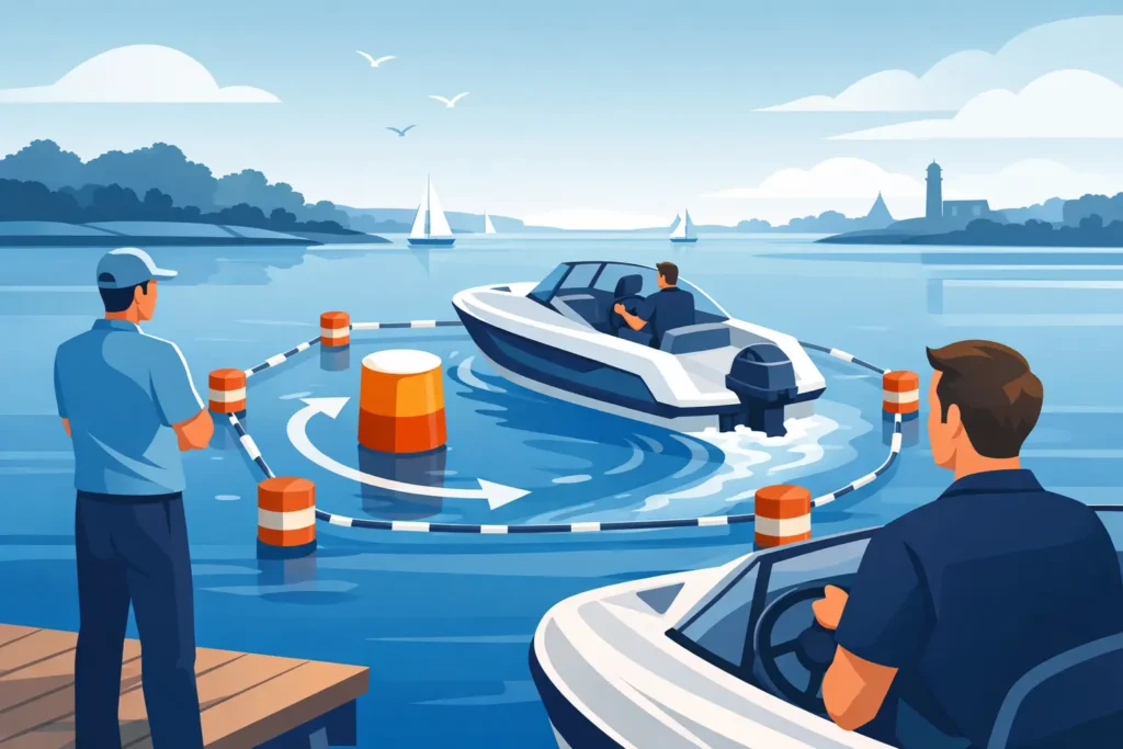 Box varen leren met een motorboot